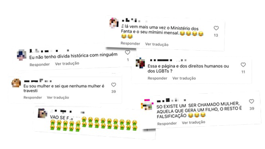 exemplos de comentários negativos do instagram