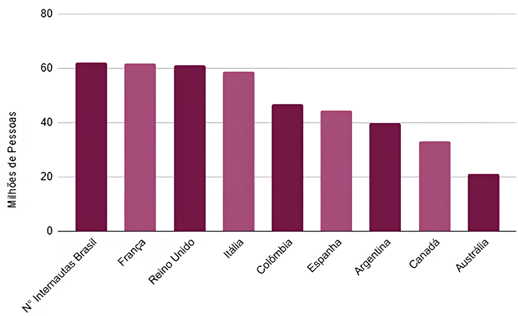 Gráfico internautas Brasil maior que população de alguns países